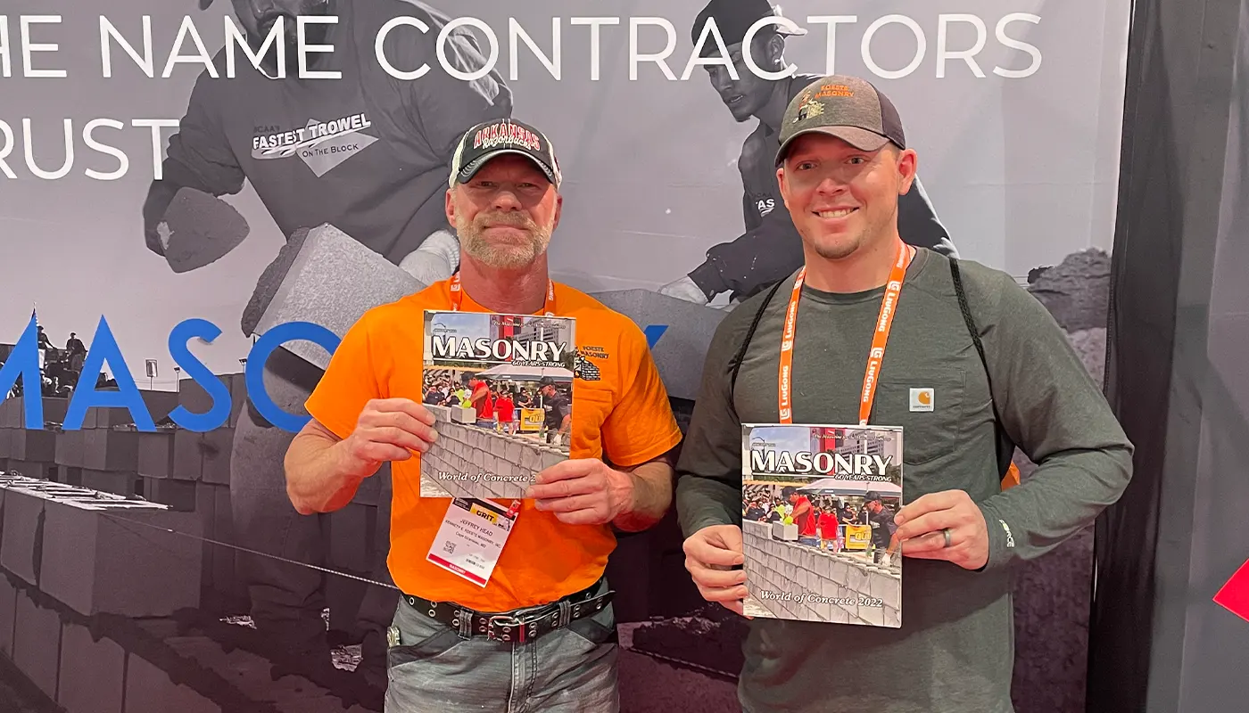 Two subscribers of masonry magazine at the world of concrete/ MCAA convention